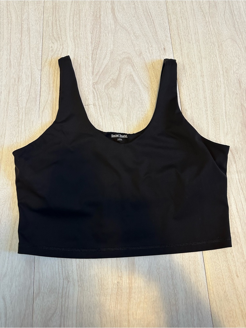 Social Tourist Black Crop Tank Top